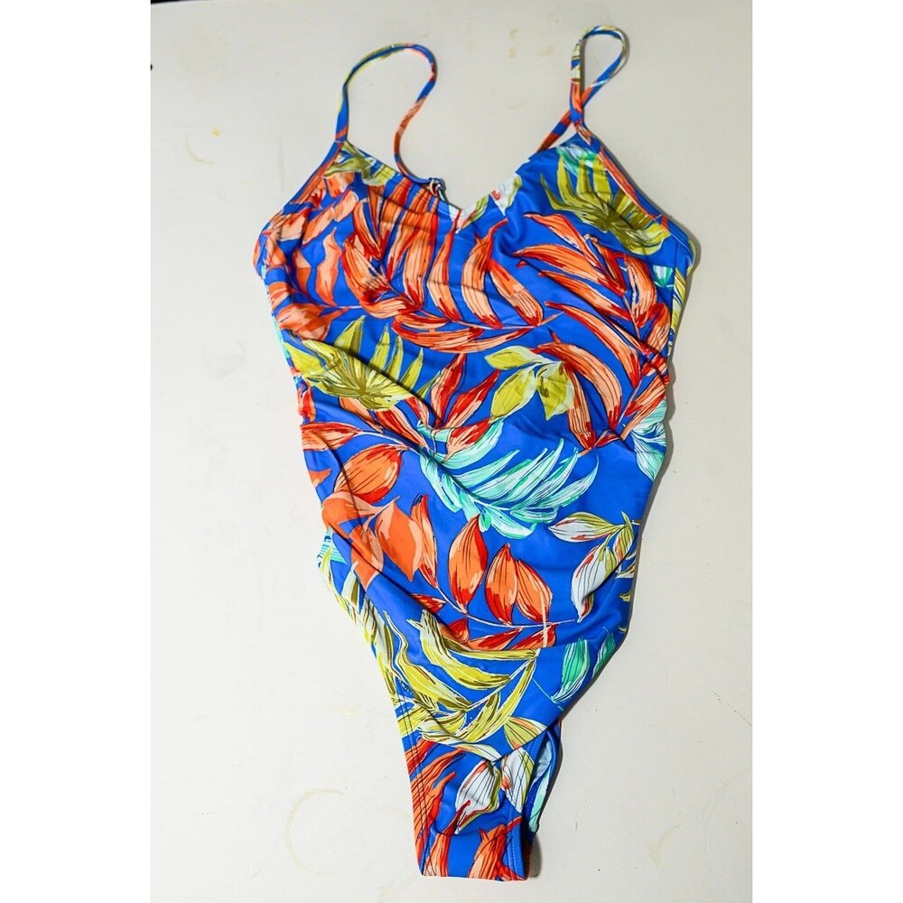 Cupshe Bathing Suit One Piece Blue Tropical Swim NEW‎